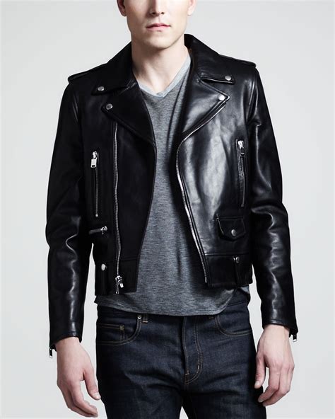 yves saint laurent leather biker man|Saint Laurent Leather Motorcycle Jacket .